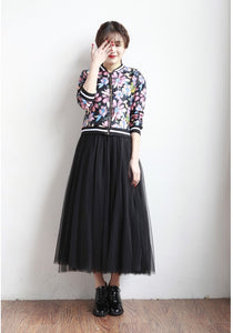 Spring Summer Fashion Tulle High Waist A Line Fairy Midi Pleated Puffy Skirt