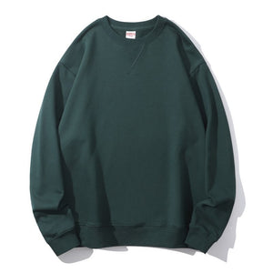 Unisex Men Women 350gsm Pure Cotton Terry Vintage Round Neck Sweatshirt