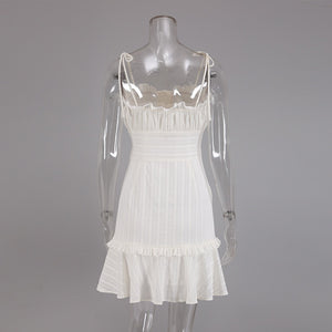 White Spaghetti Pure Cotton Mini Dress