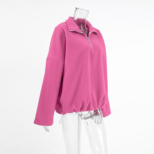 Pink Lapel Polar Fleece Sherpa Sweatshirt