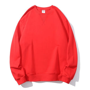 Unisex Men Women 350gsm Pure Cotton Terry Vintage Round Neck Sweatshirt