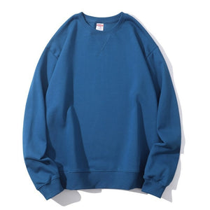 Unisex Men Women 350gsm Pure Cotton Terry Vintage Round Neck Sweatshirt