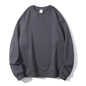 Unisex Men Women 350gsm Pure Cotton Terry Vintage Round Neck Sweatshirt