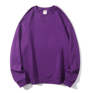 Unisex Men Women 350gsm Pure Cotton Terry Vintage Round Neck Sweatshirt