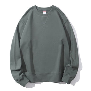 Unisex Men Women 350gsm Pure Cotton Terry Vintage Round Neck Sweatshirt