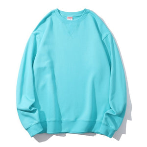 Unisex Men Women 350gsm Pure Cotton Terry Vintage Round Neck Sweatshirt