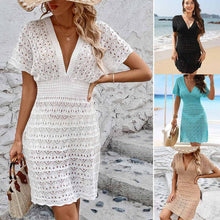 Load image into Gallery viewer, Cap Sleeve Crochet Beach Dress
