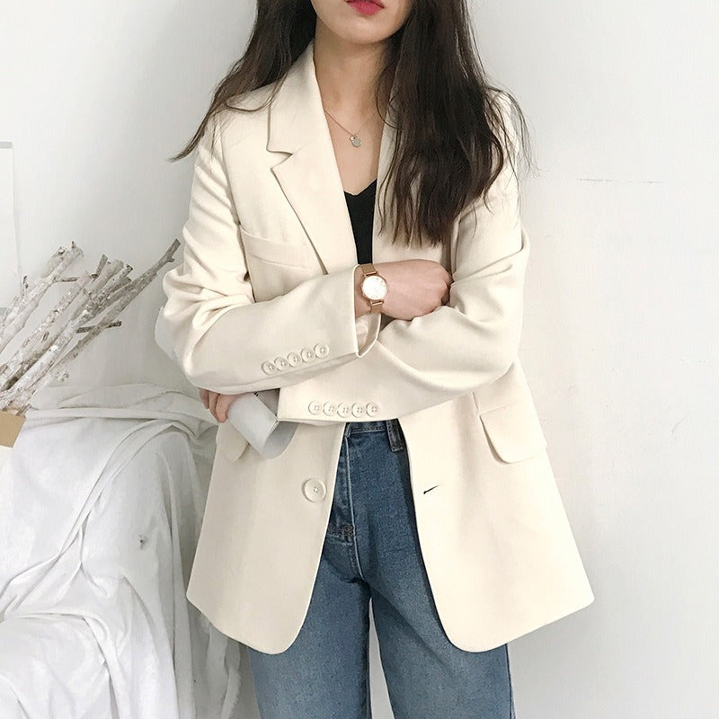 Casual Oversized Single Breasted Midi Blazer