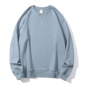 Unisex Men Women 350gsm Pure Cotton Terry Vintage Round Neck Sweatshirt