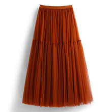 Load image into Gallery viewer, High Waist Tiered Midi A Line Tulle Skirt
