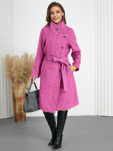 Laden Sie das Bild in den Galerie-Viewer, Elegant Woolen Belted Overcoat
