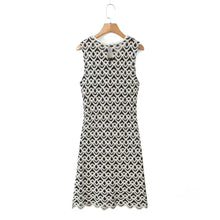 Load image into Gallery viewer, French Style Crochet Sleeveless Patterned Pencil Dress
