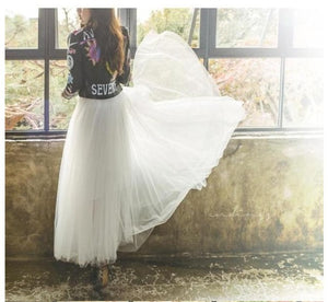 Spring Summer Fashion Tulle High Waist A Line Fairy Midi Pleated Puffy Skirt