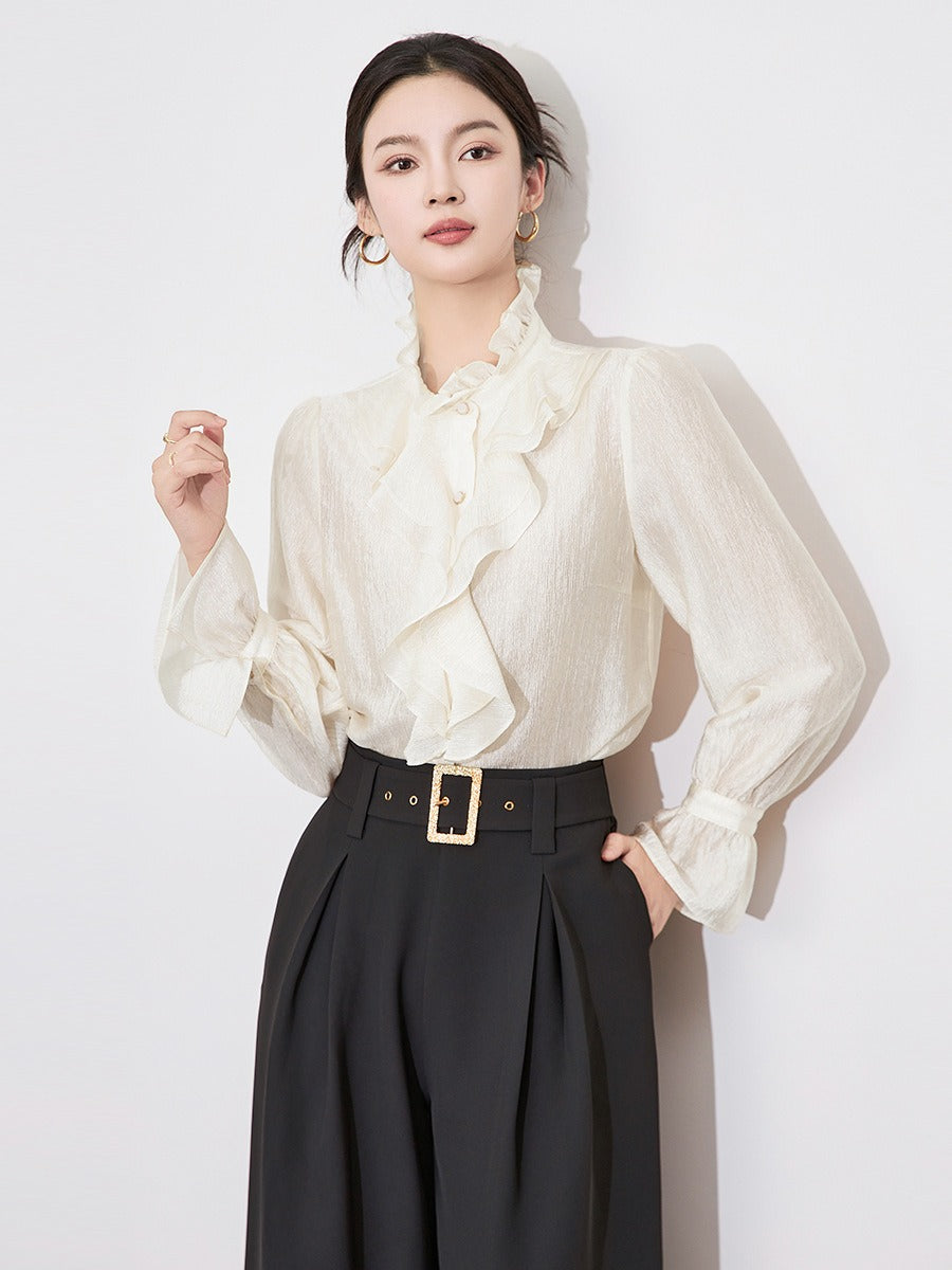 Frilled Stand Collar Blouse