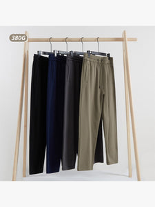 380g Pure Cotton Straight Men's Autumn Binding Pocket Oversized Casual Unisex Knit Pants