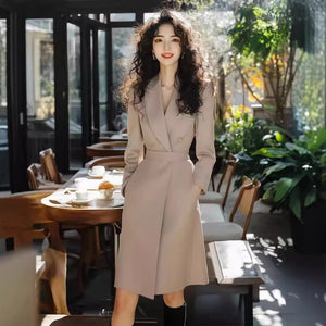 OL Elegant Khaki Blazer Dress