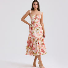 Load image into Gallery viewer, Spaghetti Backless Floral Ruffle Midi Dress
