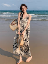 Laden Sie das Bild in den Galerie-Viewer, Wash Painting V Neck Spaghetti Maxi Beach Dress Tea Dress
