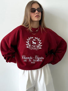 Women Round Neck Printed Oversized Sweatshirts