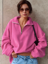 Charger l&#39;image dans la galerie, Pink Lapel Polar Fleece Sherpa Sweatshirt
