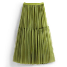 Load image into Gallery viewer, High Waist Tiered Midi A Line Tulle Skirt
