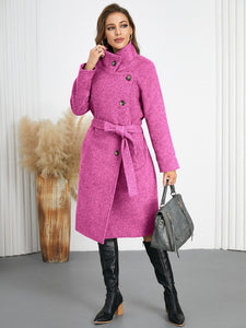 Elegant Woolen Belted Overcoat