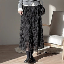 Load image into Gallery viewer, High Waist Tulle Wavy Crinkle Midi Puffy Skirt
