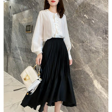 Load image into Gallery viewer, Irregular Pleated High Waist Midi Flare Skirt
