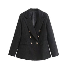 Laden Sie das Bild in den Galerie-Viewer, Women 4 Colors Textured Tweed Double Breasted Midi Blazer
