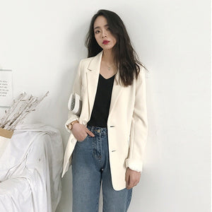 Casual Oversized Single Breasted Midi Blazer