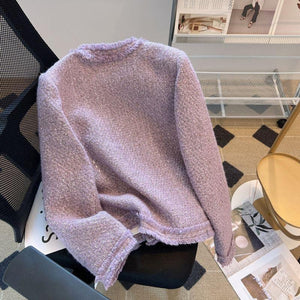 Purple small fragrant wind coat women 2024 spring and autumn new short style rough edge temperament of a fashionable girl outside the top