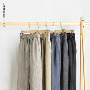 Men's Striped Ice Silk Knit Ninth Pants