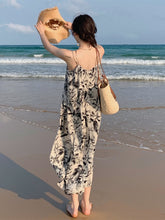 Laden Sie das Bild in den Galerie-Viewer, Wash Painting V Neck Spaghetti Maxi Beach Dress Tea Dress
