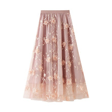 Load image into Gallery viewer, Embroidery 3D Flower High Waist A Line Tulle Dress
