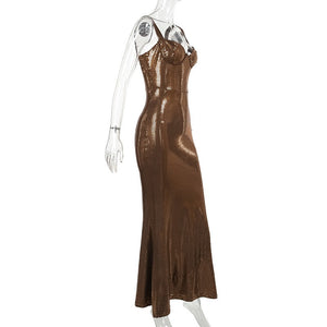 Ironing Sequin Spaghetti Cup Evening Dress