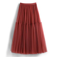 Load image into Gallery viewer, High Waist Tiered Midi A Line Tulle Skirt
