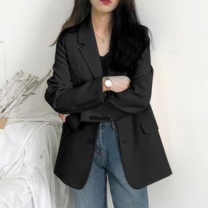 Casual Oversized Single Breasted Midi Blazer