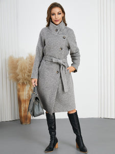 Elegant Woolen Belted Overcoat