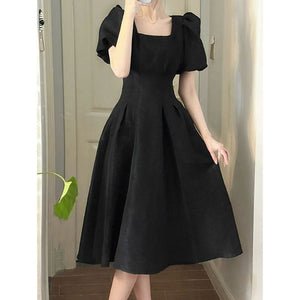 Puff Sleeve Fairy Midi Flare Dress