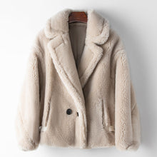 Load image into Gallery viewer, 100% sheep wool 2024 Spring Autumn small teddy ladies sheep fleece casual A real fur coat
