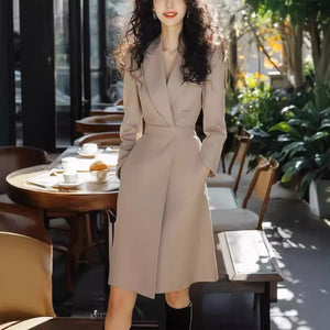 OL Elegant Khaki Blazer Dress