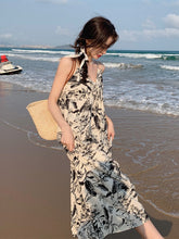 Laden Sie das Bild in den Galerie-Viewer, Wash Painting V Neck Spaghetti Maxi Beach Dress Tea Dress
