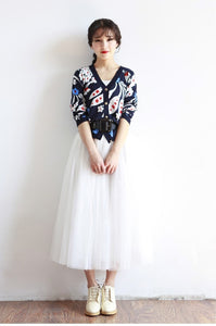 Spring Summer Fashion Tulle High Waist A Line Fairy Midi Pleated Puffy Skirt