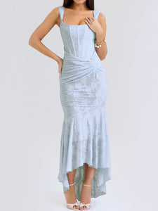 High End Lace Boning Slim Spaghetti French Style Mermaid Midi Dress