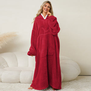 Oversized Long Sleeve Hooded Coral Fleece Homewear