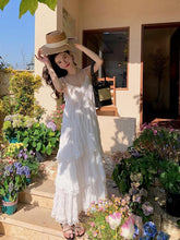 Charger l&#39;image dans la galerie, Fairy White Holiday Spaghetti Maxi Beach Dress
