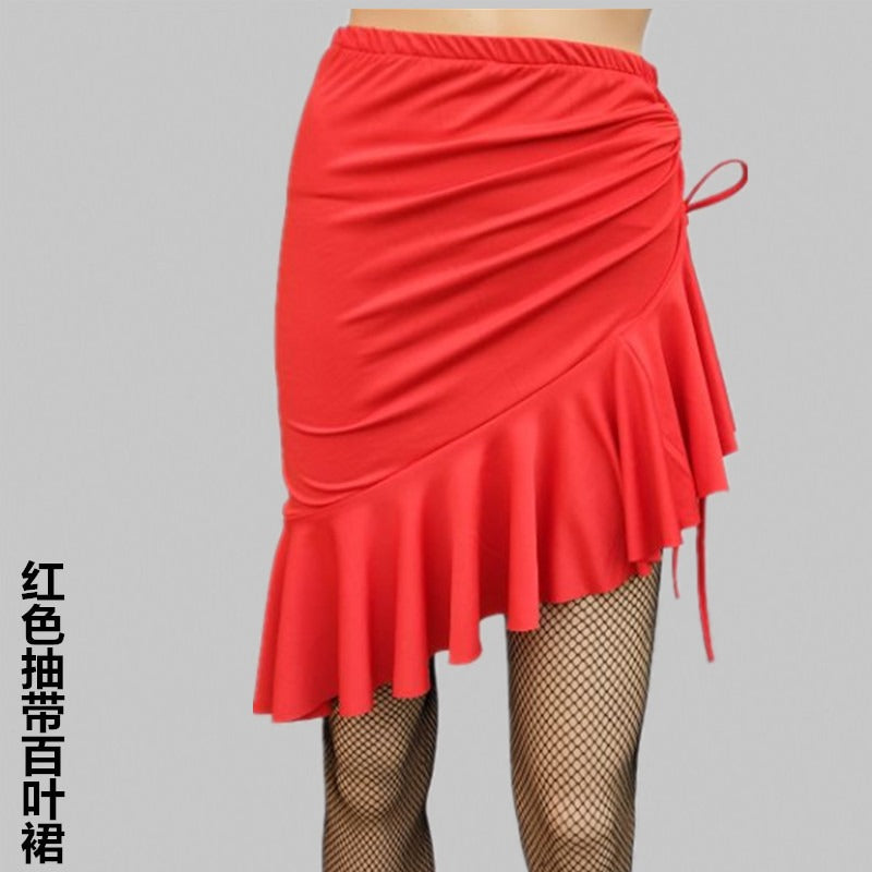 Irregular Mermaid Mini Dress Drawstring Latin Dance Skirt