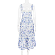 Load image into Gallery viewer, Spaghetti Backless Floral Ruffle Midi Dress
