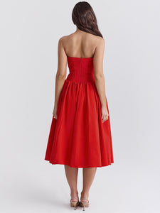 Sexy Strapless Flare Midi Dress