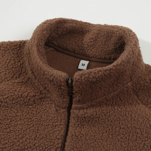 Men's Polar Fleece Outer Faux Sherpa Stand Collar Zip Sweatshirt